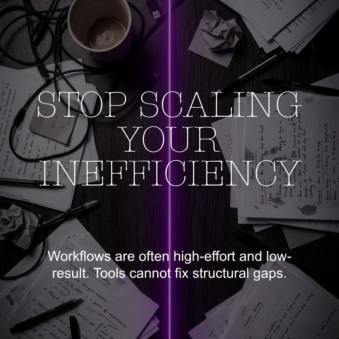 Stop Scaling Your Inefficiency - workflows are often high-effort and low-result. Tools cannot fix structural gaps.